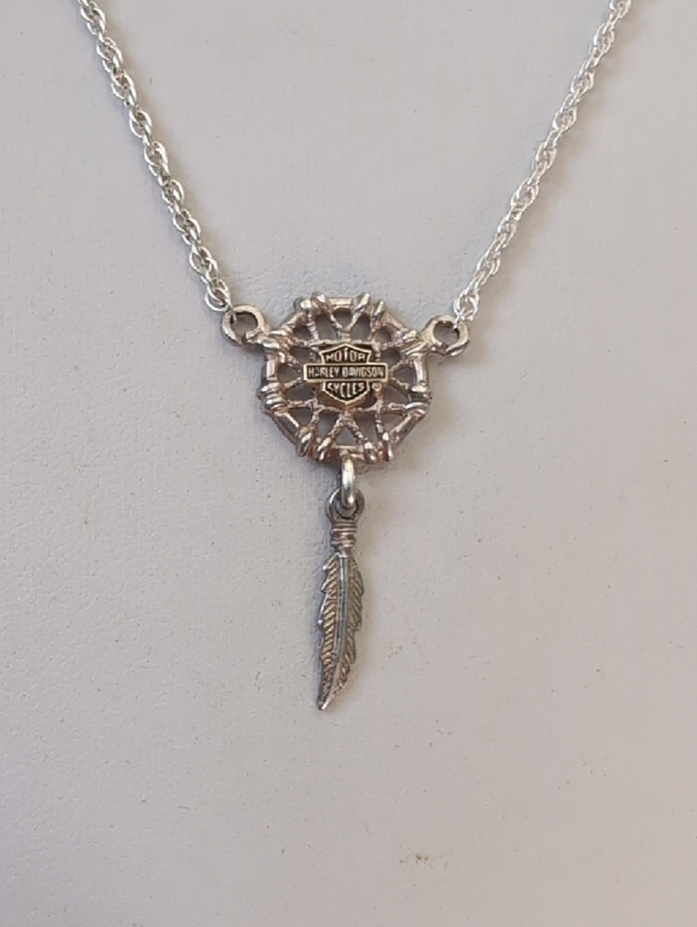Harley-Davidson Sterling Silver Dreamcatcher Necklace with Feather Charm - Picture 9 of 10